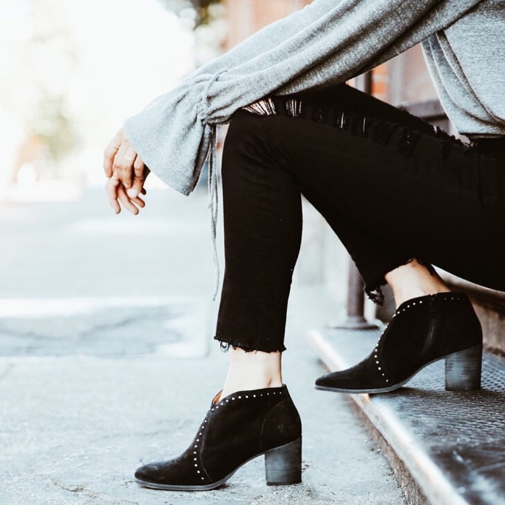 Frye Nora Stud Genuine Suede Zip Ankle Booties - Picture 3 of 15